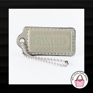 2.5" Large COACH GRAY PATENT LEATHER KEY FOB BAG CHARM KEYCHAIN HANGTAG TAG